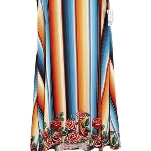 LuLaRoe Women's 2X Dopamine Vertical Striped Colorful Rose Maxi Skirt